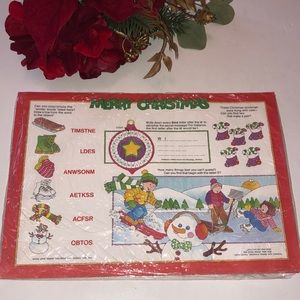 Christmas Activity Paper Place Mats Current 1988 Set of 28 Vintage Current